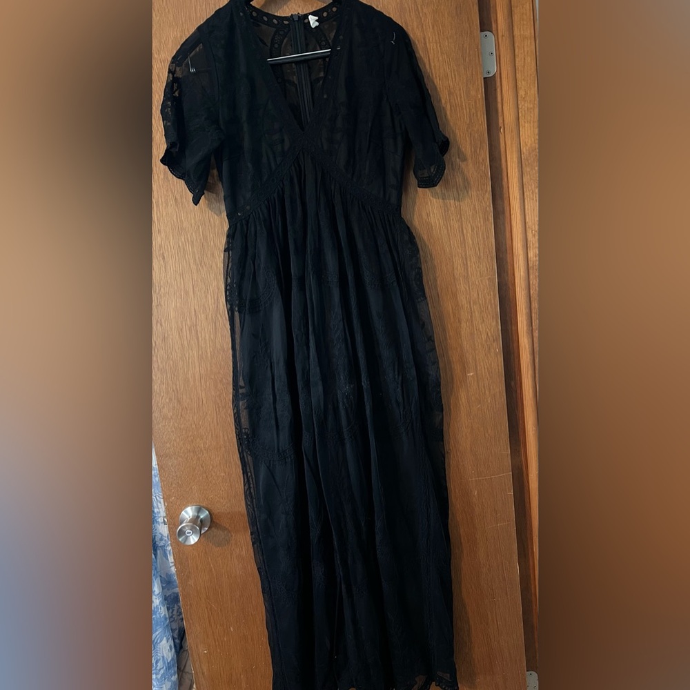Pinkblush Black Lace Overlay Maxi Dress